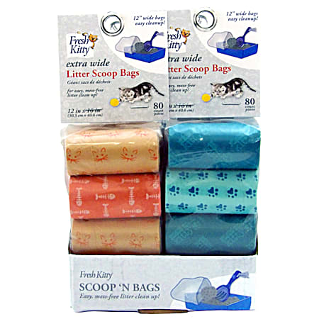 80 Ct XL Deluxe Litter Scoop Refill Bags - Assorted