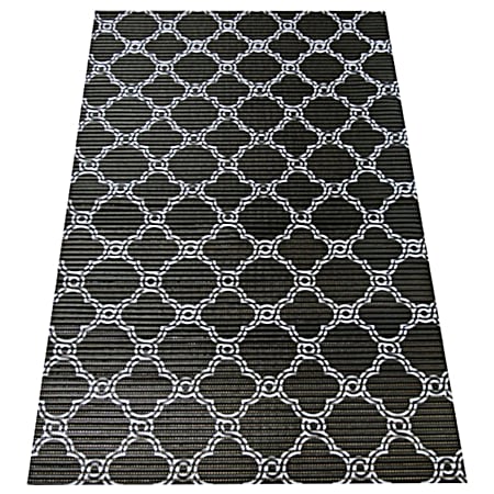 Black & White Jumbo Foam Litter Mat Quatrefoil