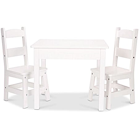 White Wooden Table & Chairs Set