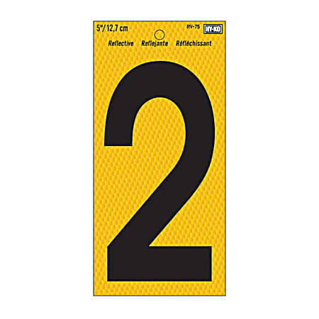 5 in Yellow Reflective Number 2