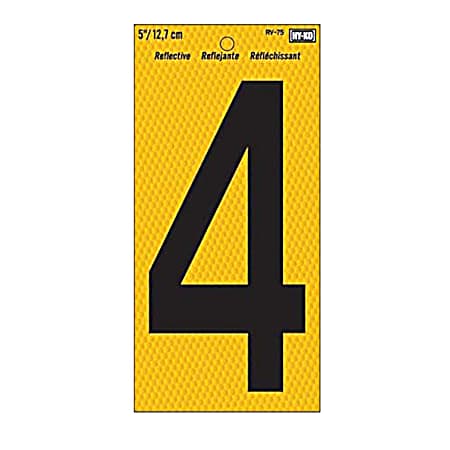 5 in Yellow Reflective Number 4