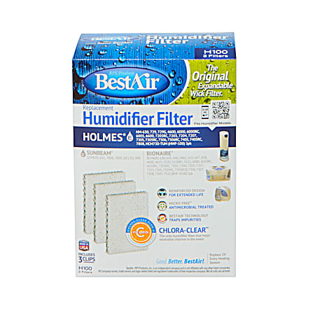 H100 Humidifier Replacement Wick Filter - 3 Pk.