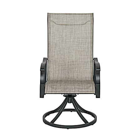 Sheridan Brown Sling Swivel Rocker Dining Chairs - Set of 2