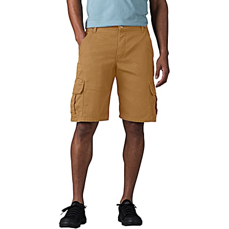 Men's Tough Max Stonewashed Brown Relaxed Fit Duck Cargo Shorts