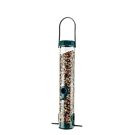 15 in. Tall Green Plastic Mixed Seed Tube Feeder