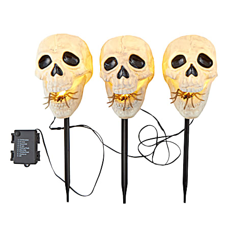 Skeletons w/ Bug in Mouth LED Pathway Markers - 3 Pk