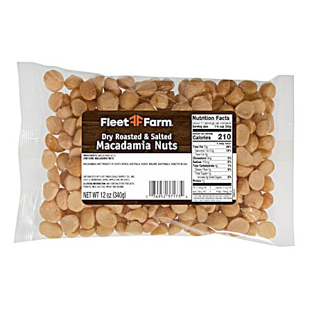 12 oz Dry Roasted & Salted Macadamia Nuts