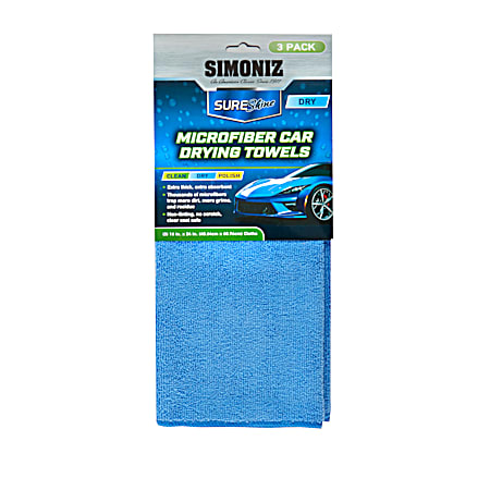 SureShine Microfiber Car Drying Towels - 3 Pk