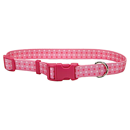 Pink Dots Adjustable Nylon Dog Collar