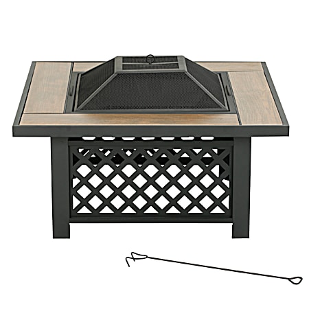 37.5 in. Wood Look Tile-Top Fire Pit