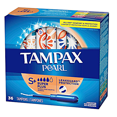 Pearl Super+ Unscented Plastic Tampons - 36 Ct