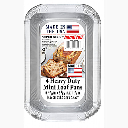 4 Pk. Heavy Duty Mini Loaf Pans With Lids
