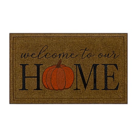 18 x 30 Pumpkin Welcome to our Home Doormat