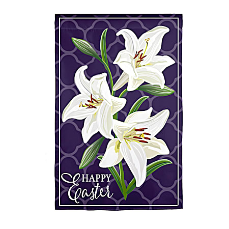 Happy Easter Lily Applique Garden Flag