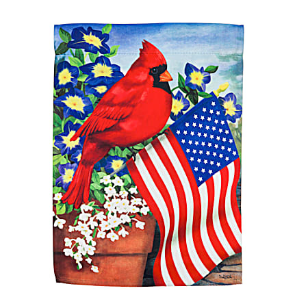 American Flag & Cardinal  Suede Garden Flag