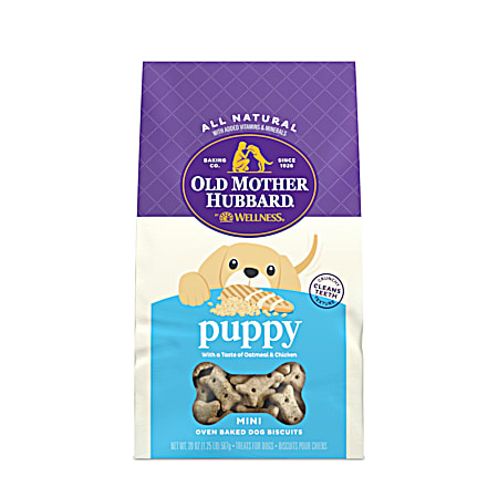 Old Mother Hubbard by Wellness Classic Natural Puppy Treats, Crunchy Oven-Baked Biscuits, Ideal for Training, Mini Size Dog Treats, 20 ounce bag