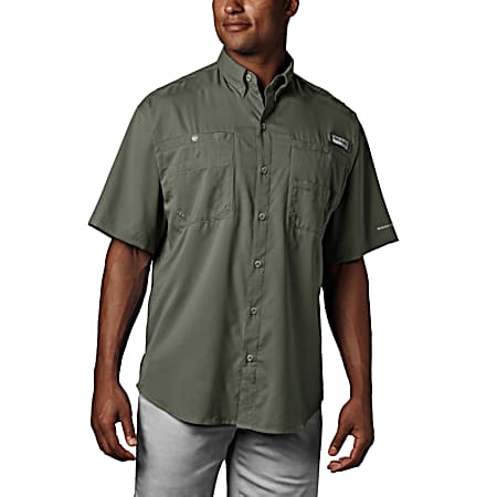 Men's PFG Tamiami II Black Regular Fit Button Front Short Sleeve Shirt