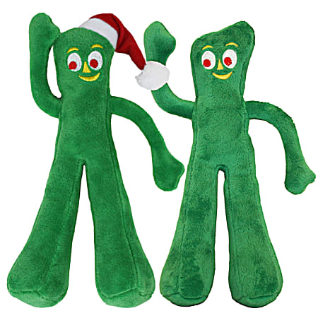 9 in Plush Gumby Dog Toys w/ Santa Hat & w/out Santa hat - 2 pk