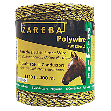 1,320 ft Black/Yellow Electric Fence Polywire