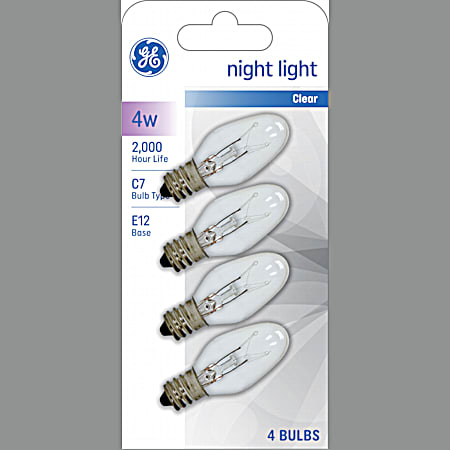 4W C7 Night Light Clear Incandescent Light Bulbs - 4 Pk