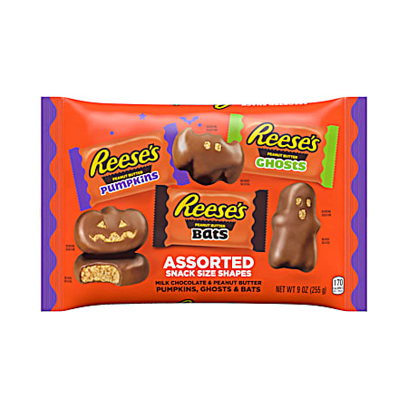 9 oz Peanut Butter Assorted Halloween Shapes Snack Size Candy