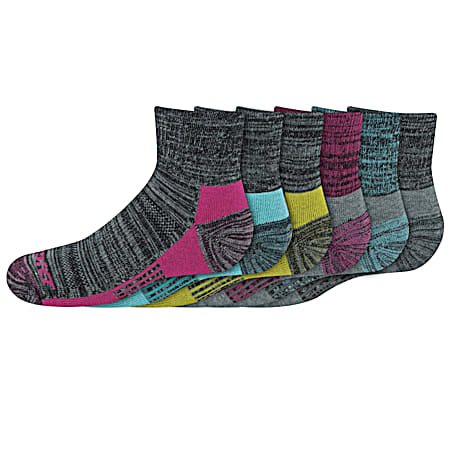 Girl's Dri-Tech Quarter Socks - 6 Pk