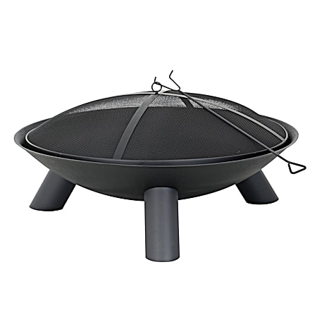 35 in Black Round Cast-Iron Wood-Burning Fire Pit