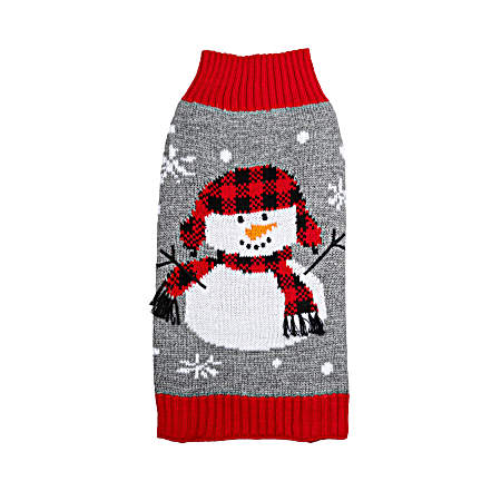 Cozy Buffalo Plaid Snowman Dog Sweater