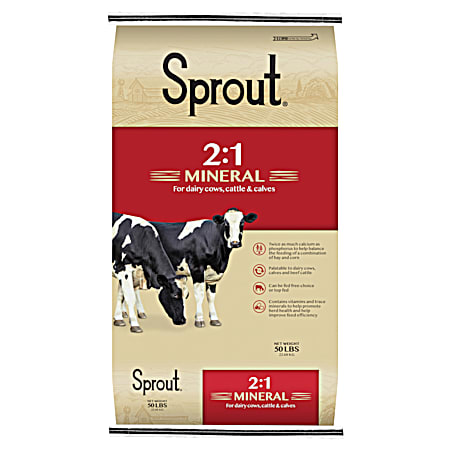 2/1 Mineral & Vitamin Supplement for Dairy Cows, Cattle & Calves - 50 lb