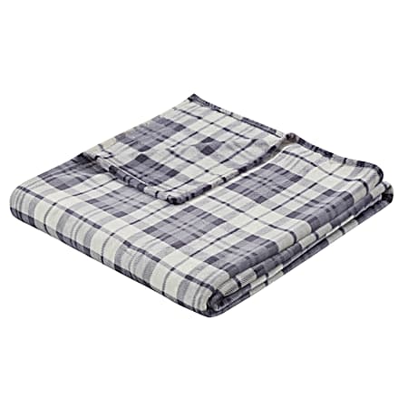 Grey Plaid Velvet Blanket