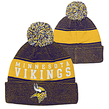 Kids' Minnesota Vikings Gold/White Waffle Knit Pom Top Hat