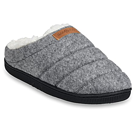 Women's Faux Wool Grey Quilted Clog Slippers