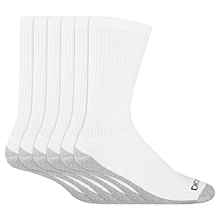 Men's Stain Resistant White Crew Socks - 6 Pk