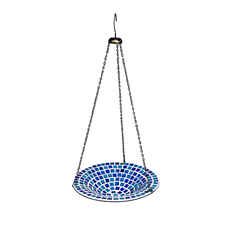 Blue Mosaic Hanging Glass Birdbath