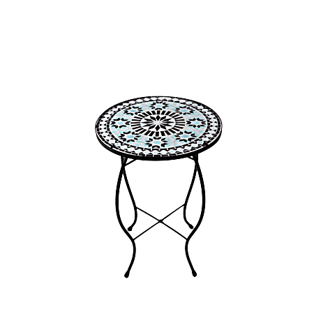 14 in. Blue Mosaic Side Table 