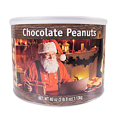 40 oz Chocolate Covered Peanuts in Winter Cardinal Tin