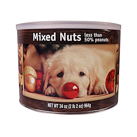 34 oz Mixed Nuts Winter Deer Tin