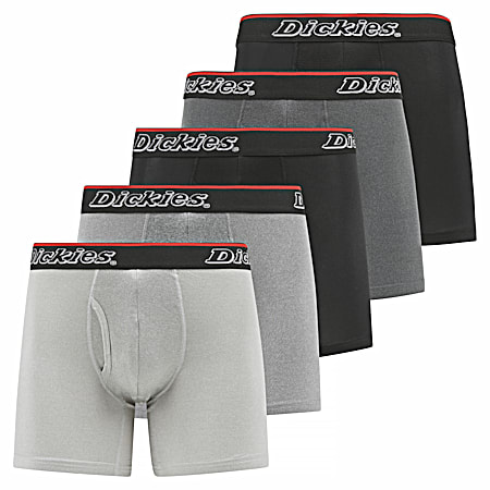 Men's Black/Grey Assorted Regular Boxer Briefs - 5 Pk