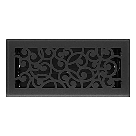 4 in. x 10 in. Black Iron Wonderland Decorative Floor Register