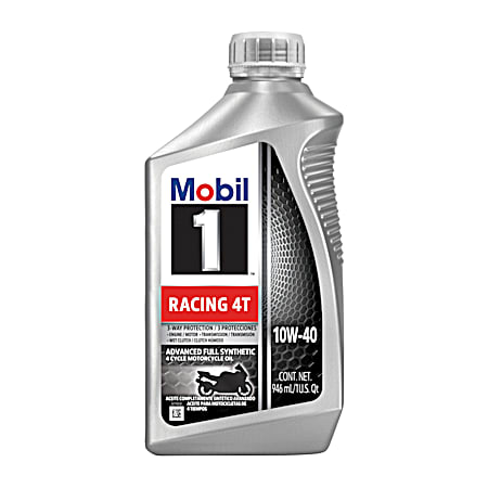 Mobil 1 Racing 4T 10W-40 Full Synthetic Motorcycle Oil - 1 Qt