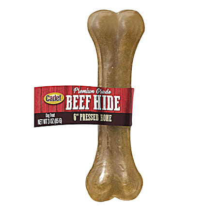 6 in Pressed Beef Hide Rawhide Bone