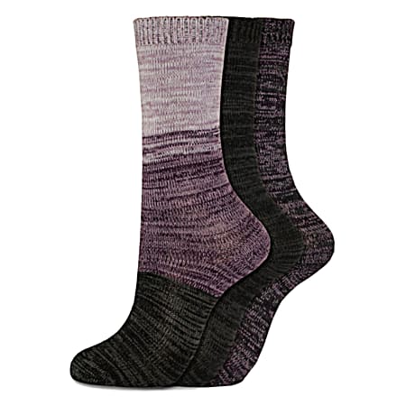Women's Soft Marl Colorblock Assorted Crew Socks - 3 Pk