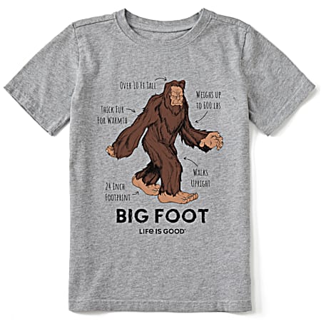 Kids' Heather Gray Big Foot Facts Short Sleeve Shirt