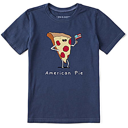 Kids' Darkest Blue American Pizza Pie Short Sleeve Shirt