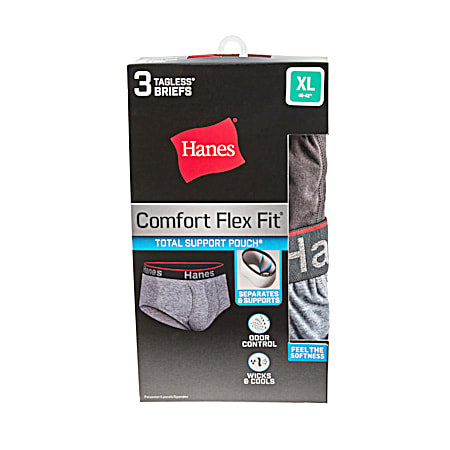Men's Black/Grey Comfort Flex Fit Trunks w/ Support Pouch - 3 Pk