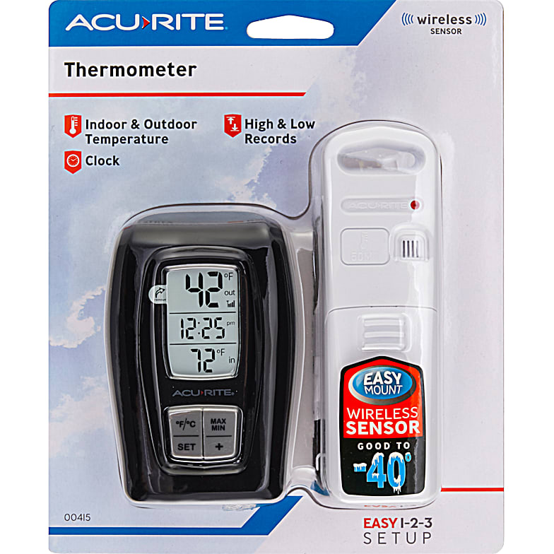 AcuRite Indoor Outdoor Thermometer, 12.5 in Wall Mount with Large Black  Numbers