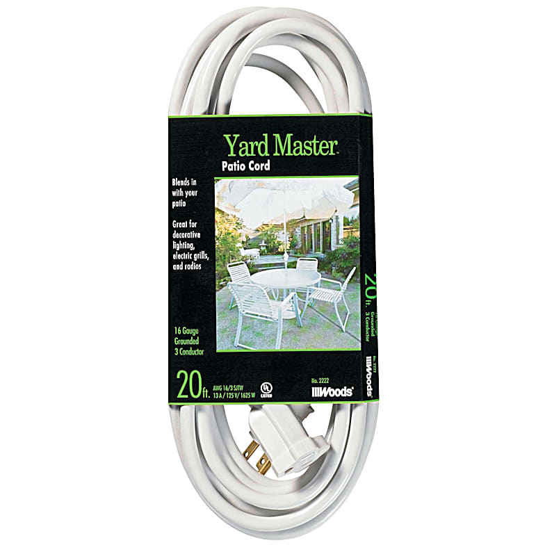 Globe 12-ft 16/3 Fabric Extension Cord, Right Angle Plug, 3 Outlets, Grey