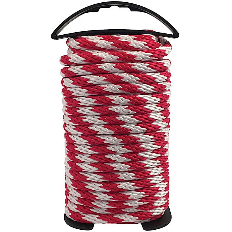 Polypropylene Rope, Solid Braid, Red/White, 5/8-In. x 200-Ft