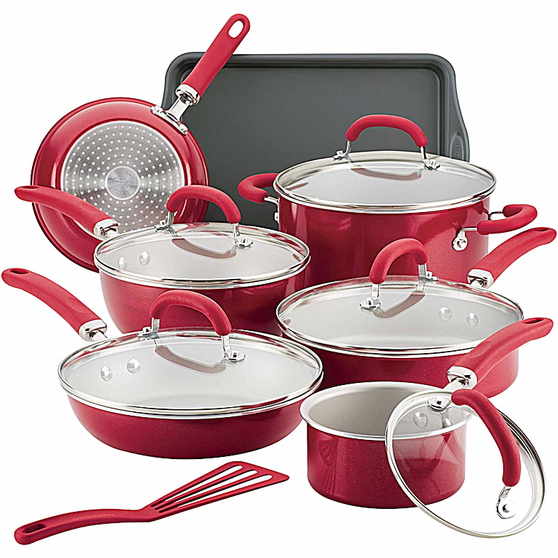 Excite 14 Piece Red Non-Stick Cookware Set by T-fal at Fleet Farm