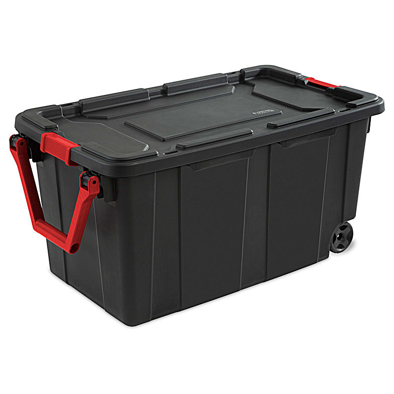 Rubbermaid 50 Gal. Black Wheeled Trash Can with Lid - Power